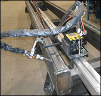 D/F Machine Specialties Robotic MIG Torch on Bug-O Modular Drive System